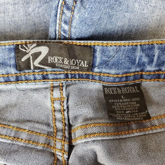 Rock & Royal Distressed Ripped Jean Shorts Large Juniors - Picture 3 of 3